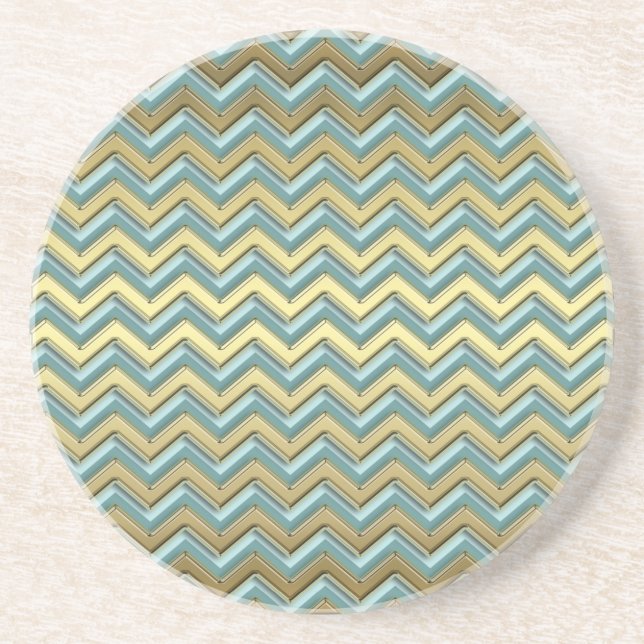 Guld och Teal Chevron Mönster Underlägg (Framsidan)