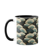 Guld och Teal japaninspirre Fläkt Patterned