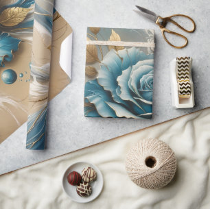 Guld- och tealros presentpapper