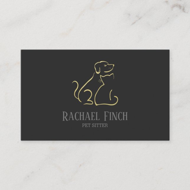 Guld och träkolsmodern, minimalistisk anläggning f visitkort (Framsida)