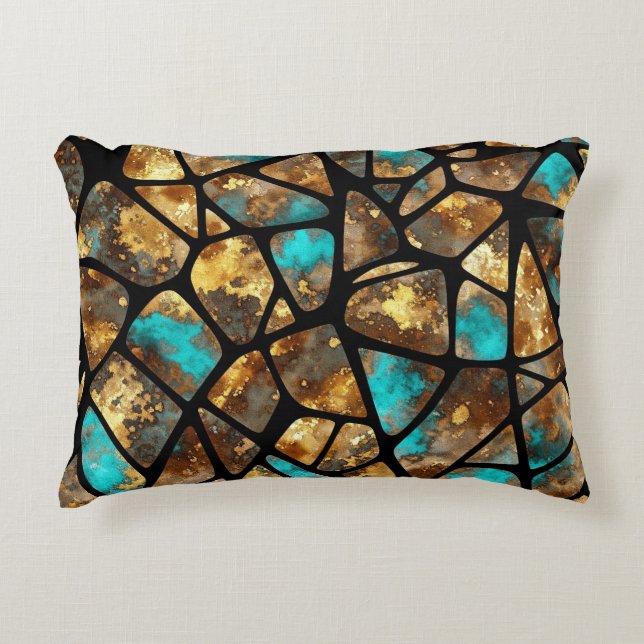 Guld och turkos av Natasha Us Prydnadskudde (Framsidan)