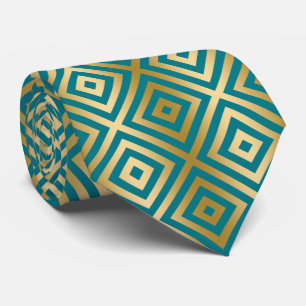 Guld och turkos Modern Geometric Mönster Slips