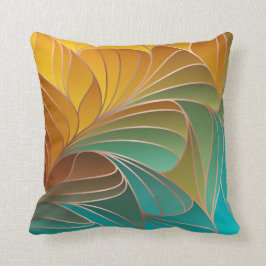 Guld och turkos Petals New Art nouveau Throw Pi Kudde