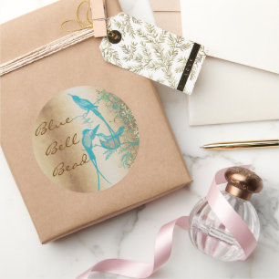 Guld och Turquise Hummingbird Swirl Runt Klistermärke