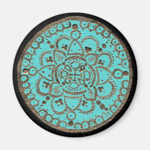 Guld och Turquise Medallion Magnet