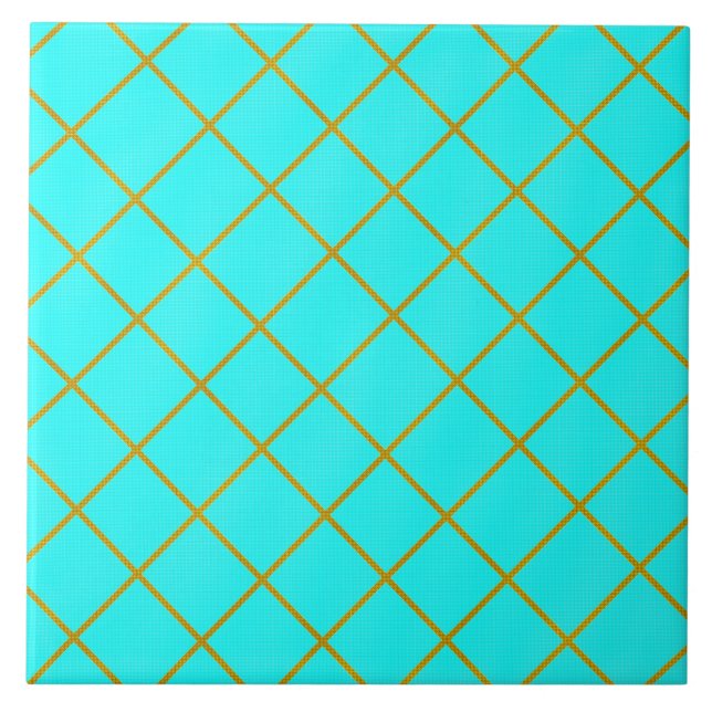 Guld och Turquise Tile Kakelplatta (Framsidan)