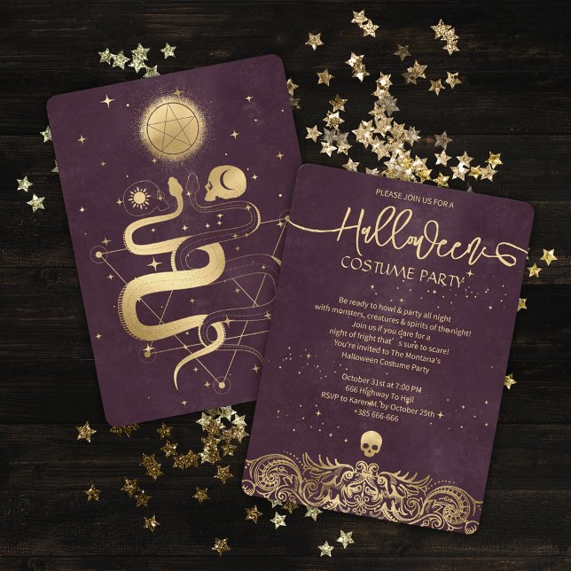 Guld och Velvet Red Finare Halloween fest Inbjudningar (Skapare uppladdad)