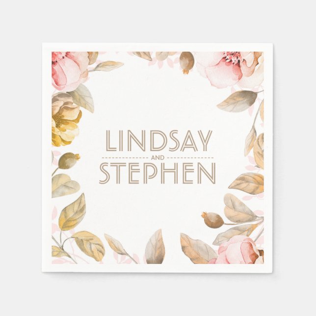 Guld och vintage bröllop för pappersservett (Framsidan)