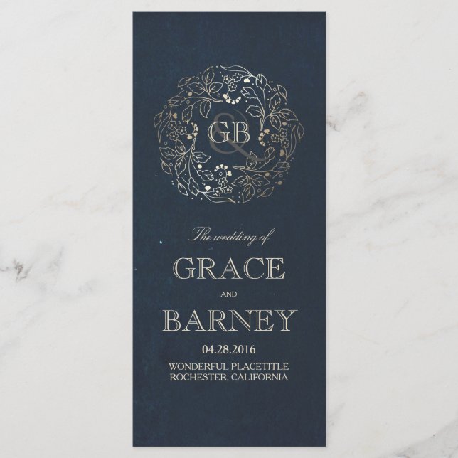 Guld och Vintage bröllop i Blommigt Program (Framsida)