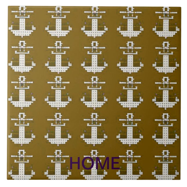 Guld och vit abstrakt kakelplatta (Framsidan)