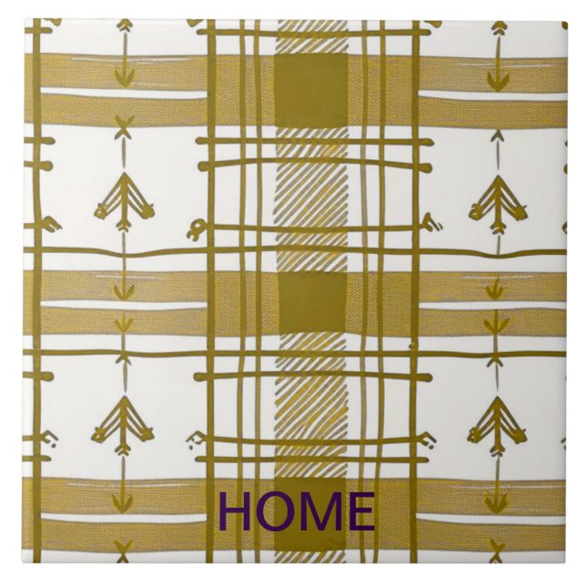 Guld och vit abstrakt kakelplatta (Framsidan)