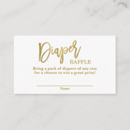 Guld och vit babydusch Diaper Raffle Tilläggskort