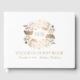 Guld och vit Blommigt Utandning Elegant bröllop Gästböcker