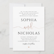 Guld och vit bröllopsinbjudan. Simple inbjudan