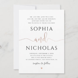 Guld och vit bröllopsinbjudan. Simple inbjudan