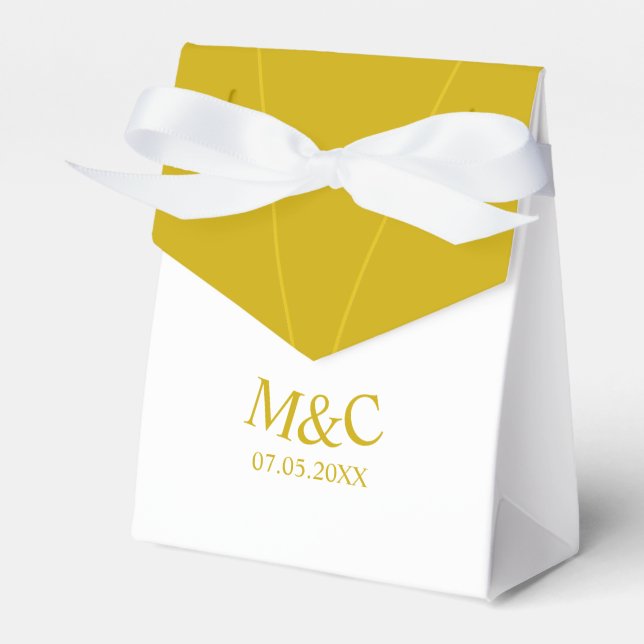 Guld och vit Chic Monogram Tält med ribbon Presentaskar (Framsidan Sidan)