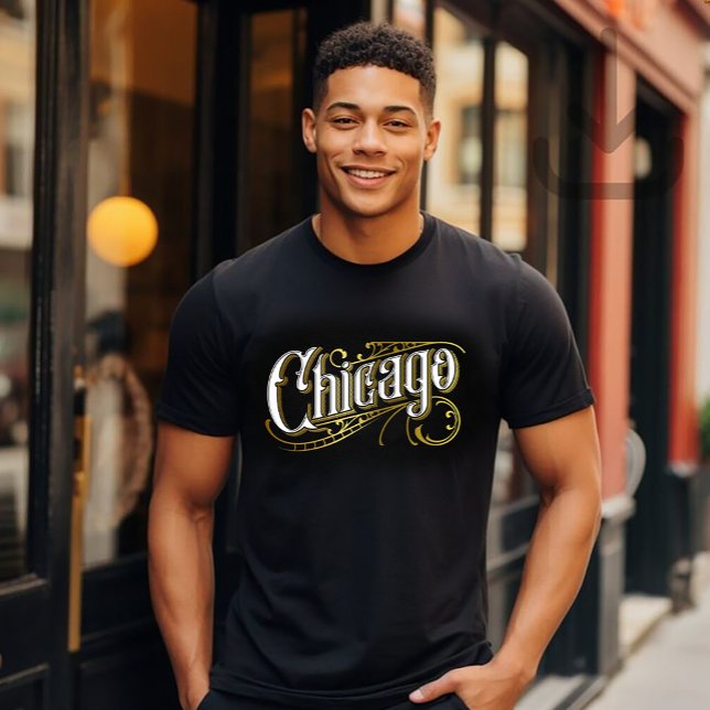 Guld och vit Chicago-design T Shirt (Skapare uppladdad)