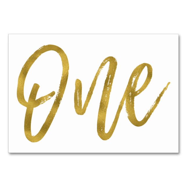 Guld och vit elegant tabell nummer ett bordsnummer (Framsidan)