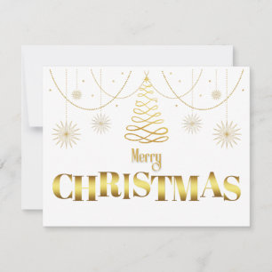 Guld och vit enkel glänsande jul julkort