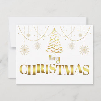 Guld och vit enkel glänsande jul julkort