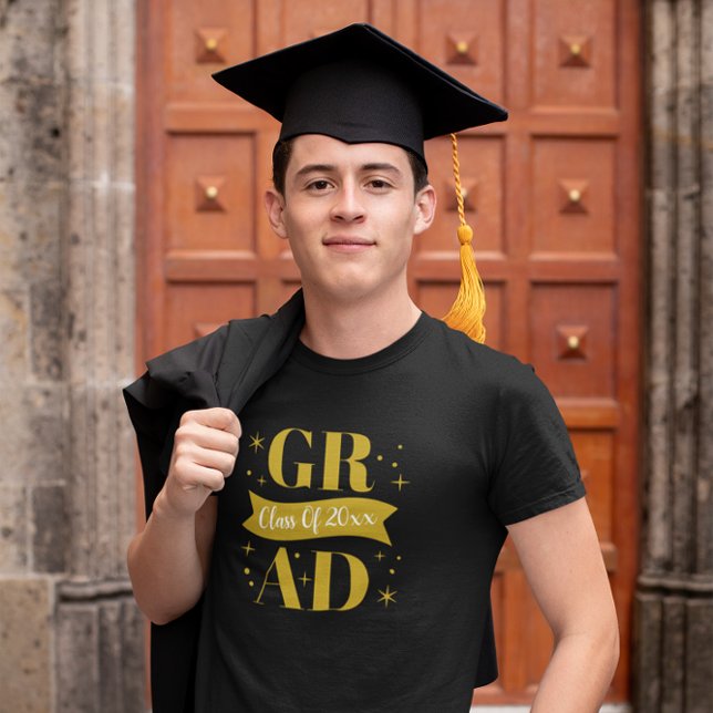 Guld- och vit examensfest t shirt (Skapare uppladdad)