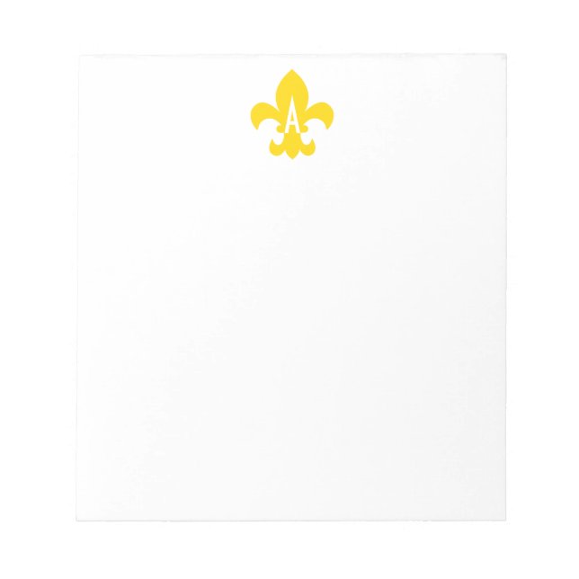 Guld och vit Fleur de Lis-monogram Anteckningsblock (Framsida)