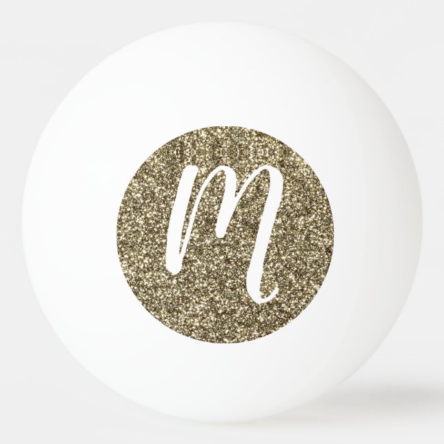 Guld och vit för Monogrammed glitter elegantt Pingisboll (Framsidan)