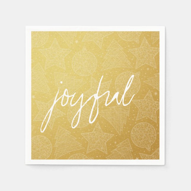 Guld och Vit jul Mönster Pappersservett set (Framsidan)