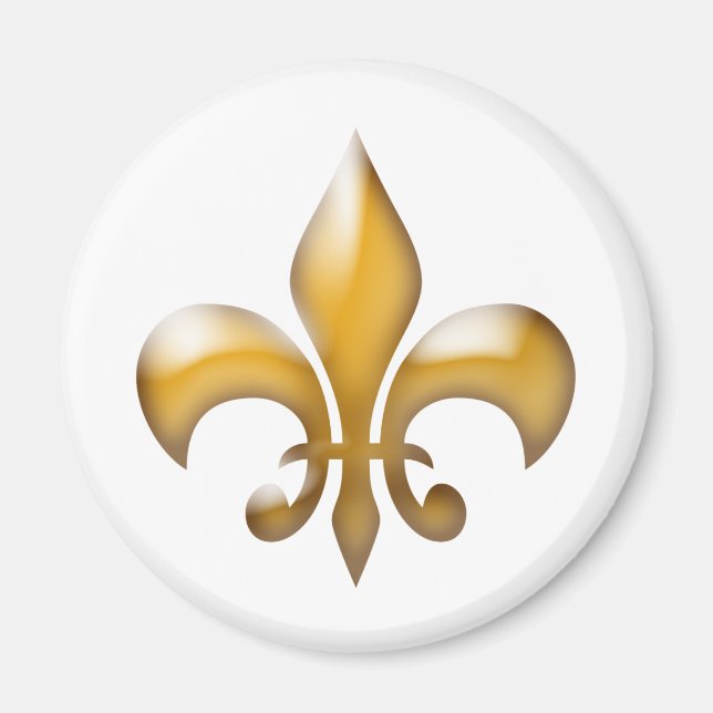 Guld och vit Klassiker Fleur de Lis Magnet (Framsidan)