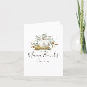 Guld och vit knumpkins Fall Baby Shower Tack Kort