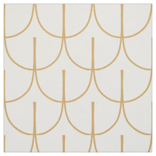 Guld och vit konst Deco-fisk Mönster Tyg