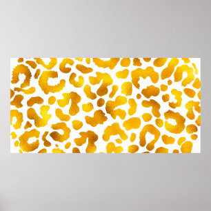Guld och vit leopard Skriv ut: Luxuriös och Chic Poster
