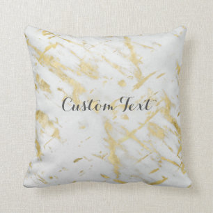 Guld- och vit marmor Glam Elegant designerstil Kudde