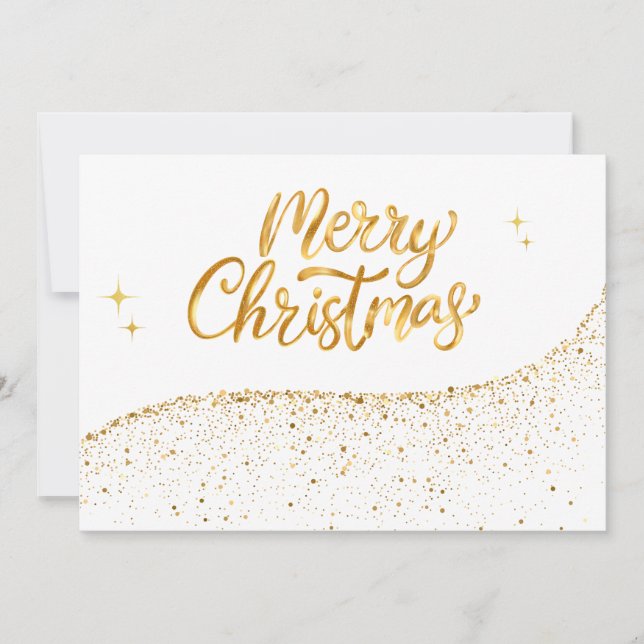Guld och vit minimalistisk festlig jul julkort (Framsida)