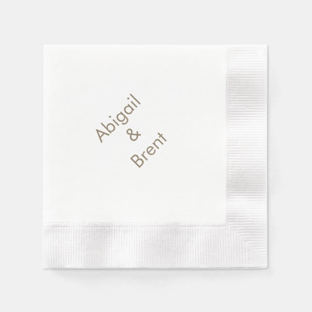 Guld och Vit modern myntkolv Bröllop Pappersservett (Framsidan)