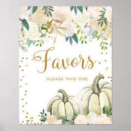 Guld- och vit pumpa partytackor skylt