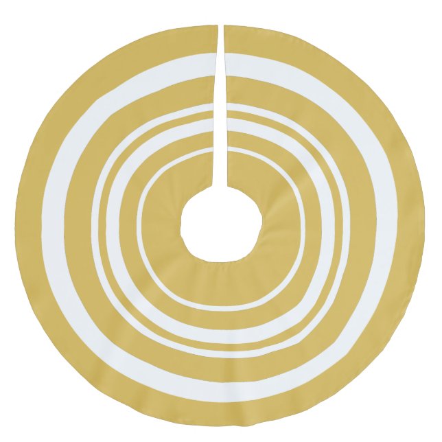 Guld och vit Ringar Julgran Skirt Julgransmatta Borstad Polyester (Framsidan)