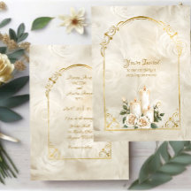Guld och Vit ros Arch Ram Candlelight