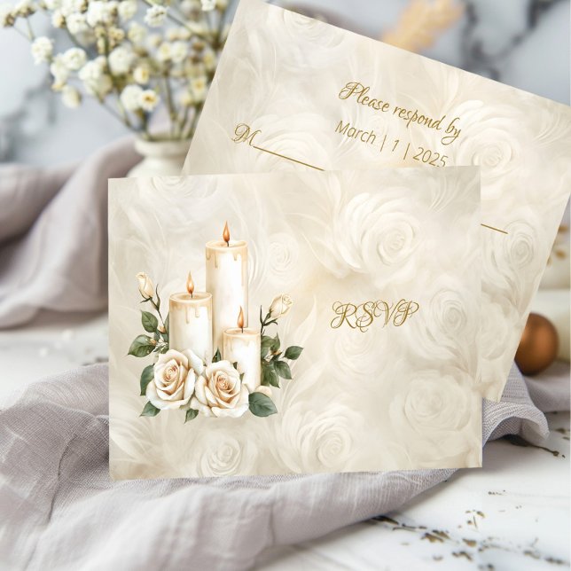 Guld och Vit ros Arch Ram Candlelight OSA Kort (Skapare uppladdad)