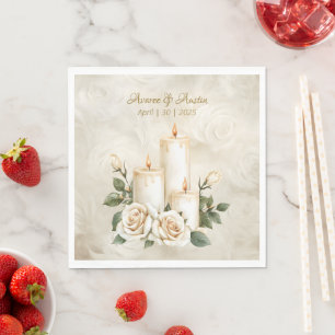 Guld och Vit ros Candlelight Pappersservett