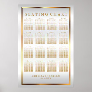 Guld och vit satäng - Sätesdiagram Poster