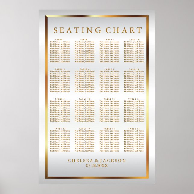 Guld och vit satäng - Sätesdiagram Poster (Framsidan)