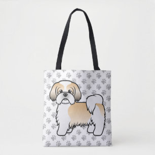 Guld Och Vit Shih Tzu Tecknad Hund & Tassar Tygkasse