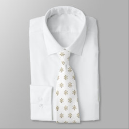 Guld- och vit snöfligemönstrad monogram slips