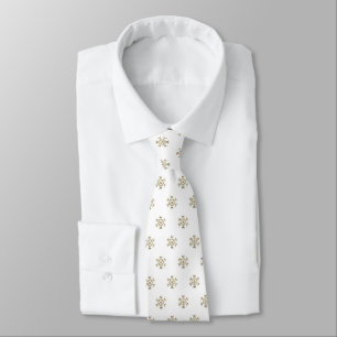 Guld- och vit snöfligemönstrad monogram slips