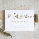 Guld och vit Söt Calligraphy Möhippa Inbjudningar<br><div class="desc">Låt oss fira bruden att vara! Inbjudan familj och vänner med anpassadet inbjudningskort för möhippan. Den har visuell kalligrafi och klassisk typografi. Anpassa genom att lägga till namn,  datum,  adress och andra detaljer. Guld och inbjudningskort för möhippan är perfekter för alla möhippor och teman. Andra färg finns tillgängliga.</div>