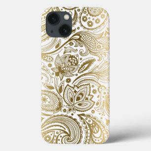 Guld och vit Vintage Blommigt Paisley