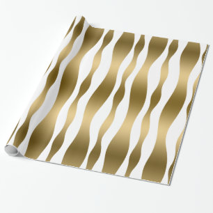 Guld och Vita Abstrakten Zebra ränder Presentpapper