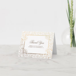 Guld och vita blomster vintage bröllop tackkort