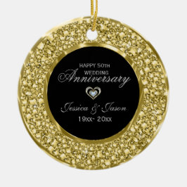 Guld och vita diamanter Silver Heart Julgransprydnad Keramik